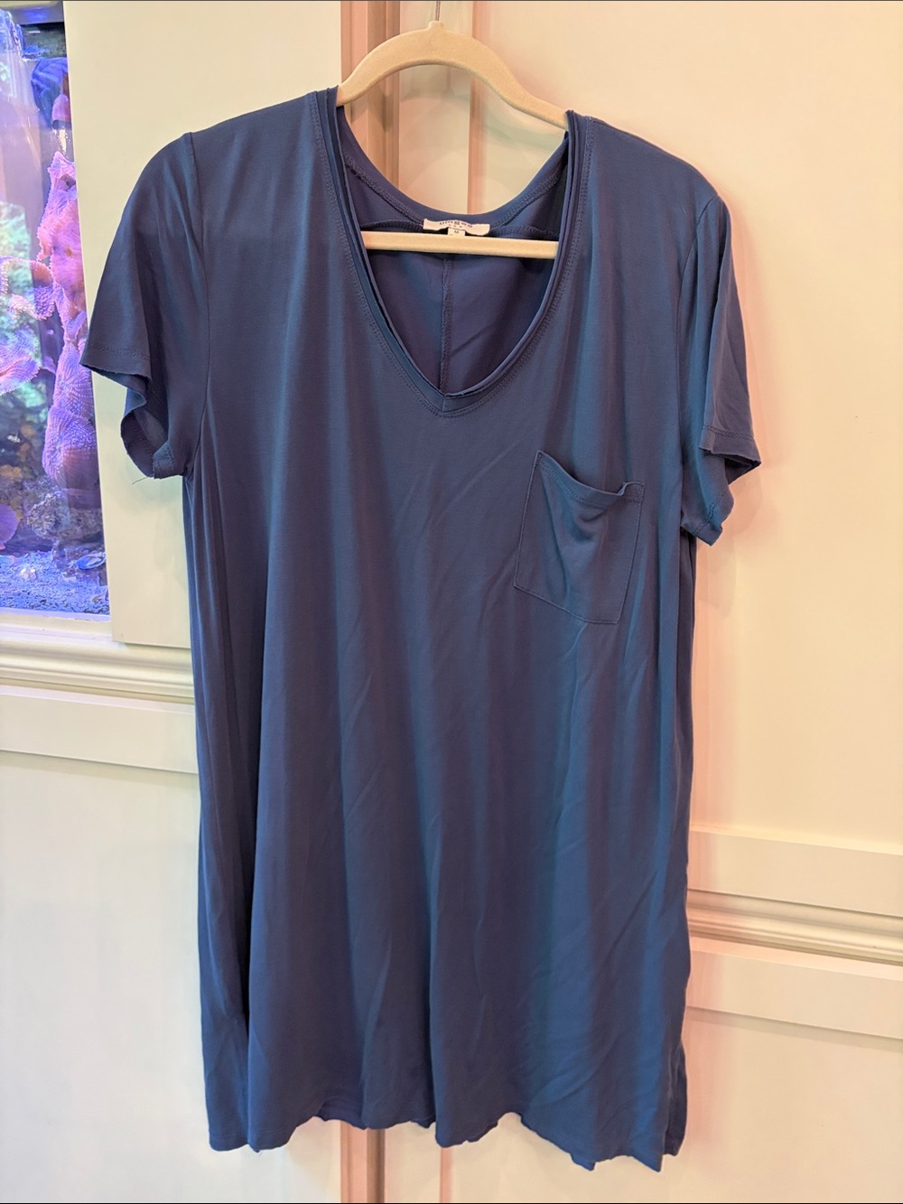 Umgee Slate Blue V-Neck Pocket dress